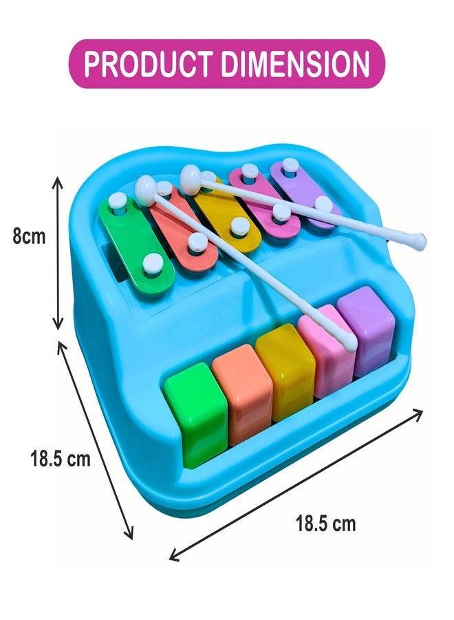 RAINBOW RIDERS Small Xylophone Musical Instrument 2 in 1 Piano and Xylophone Toy with Colorful Keys and Mallets Educational Musical Toy for Toddlers, Babies, Boys, and Girls (Light Blue) - Image 2